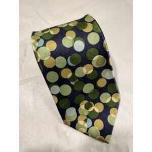 Ted Baker London Mens 100% Silk Necktie USA Black/Green Polka Dot 60” x 3.25”